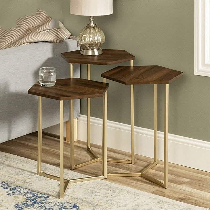 طقم ترابيزات جانبية ستيل، 3 قطع