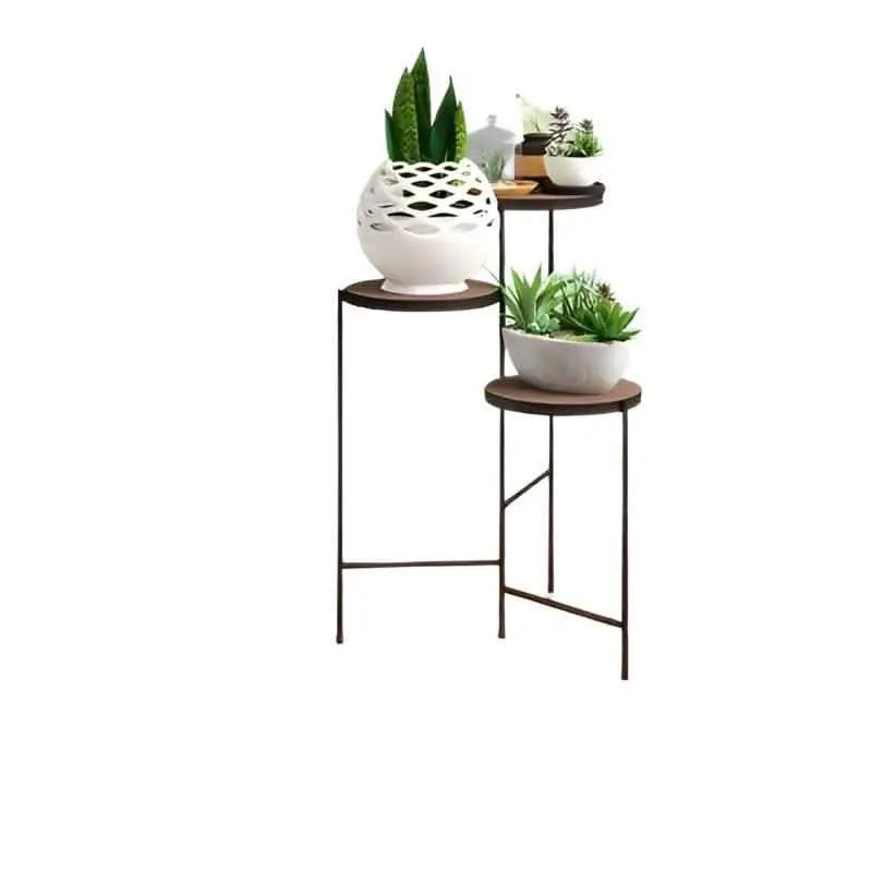 طقم ترابيزات جانبية ستيل بسطح خشب، 3 قطع