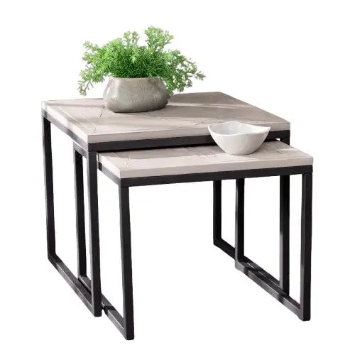 طقم ترابيزات مربعة معدن بسطح رخام - CH366 - Homix