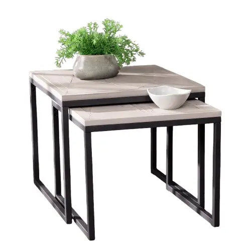 طقم ترابيزات مربعة معدن بسطح رخام - CH366 - Homix