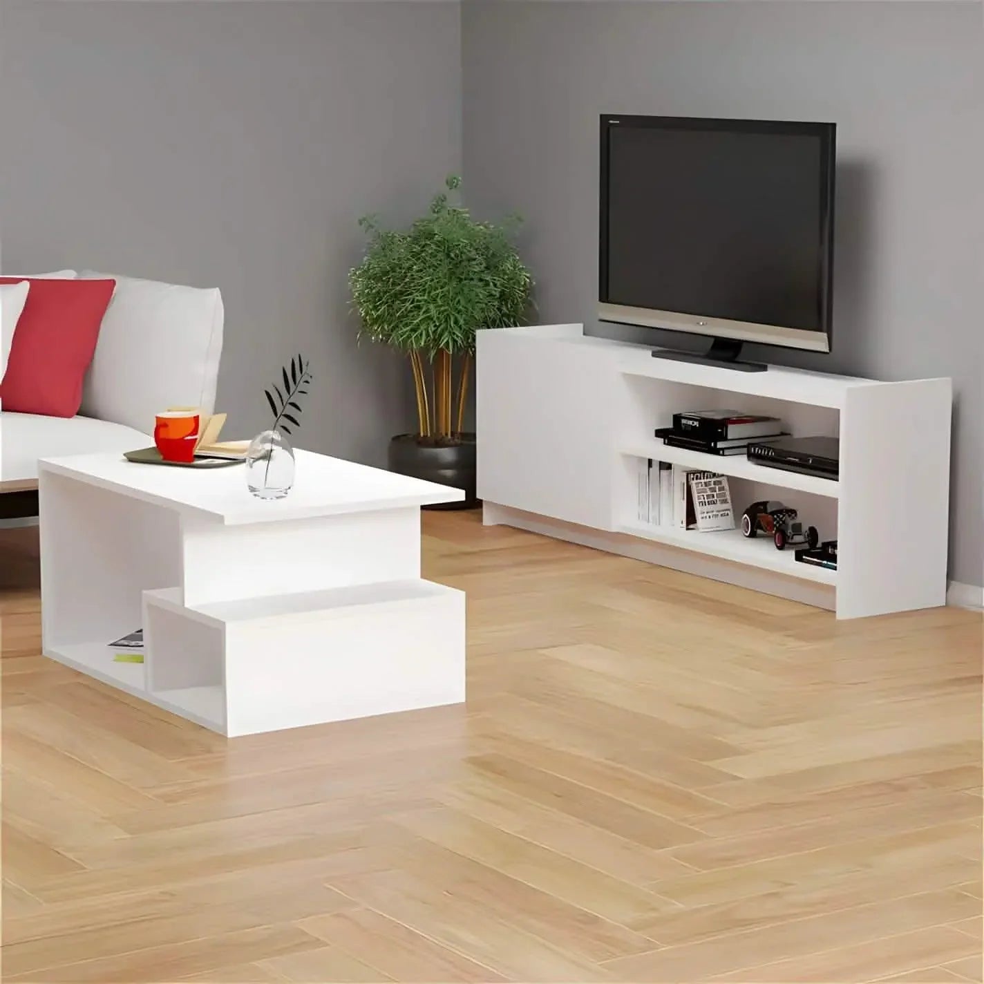 تسوق الأن من هومكس  طقم ترابيزات أبيض خشب ام دي اف - CLG702 بأفضل سعر وأفضل جودة 