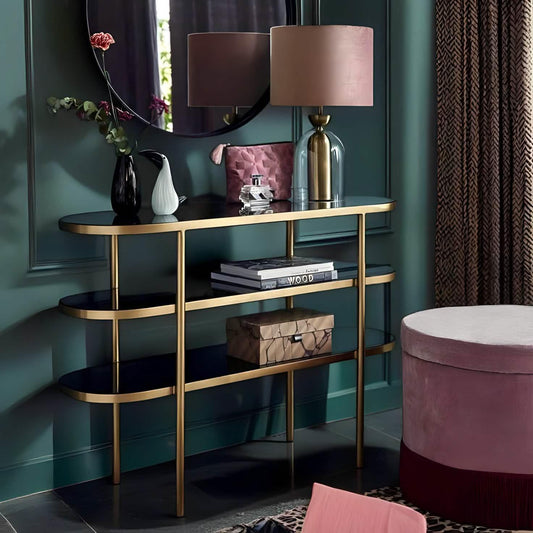 كونسول ستيل بسطح زجاج، 150*30*110 سم