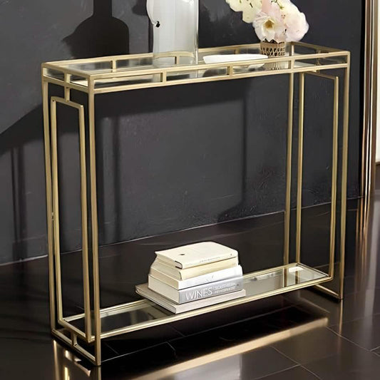 كونسول ستيل بسطح زجاج، 120*40*90 سم