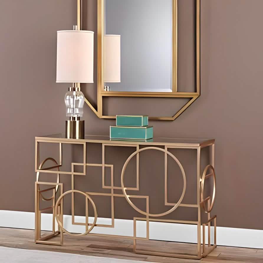 كونسول ستيل بسطح زجاج، 120*40*90 سم