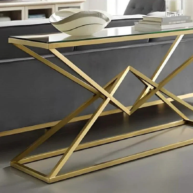 كونسول ستيل بسطح زجاج، 150*40*100 سم