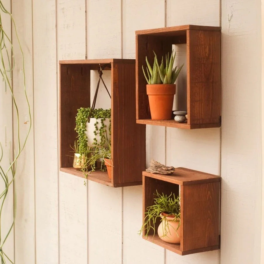 طقم أرفف حائط خشب موسكي، 3 قطع