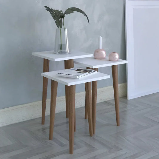 طقم ترابيزات جانبية خشب ام دي اف وموسكي، 3 قطع