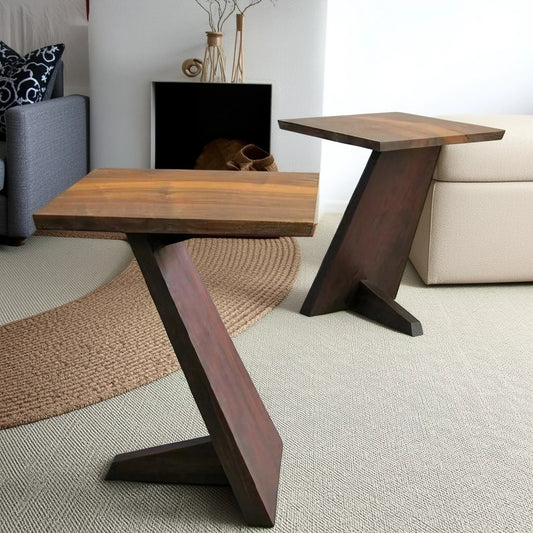 طقم ترابيزات جانبية خشب موسكي، قطعتين