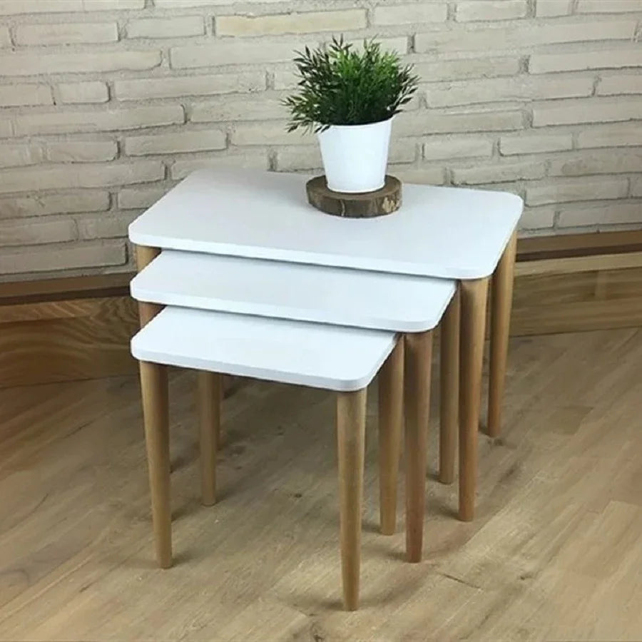 طقم ترابيزات جانبية خشب ام دي اف وموسكي، 3 قطع