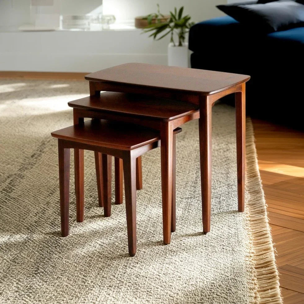 طقم ترابيزات جانبية خشب كونتر وموسكي، 3 قطع