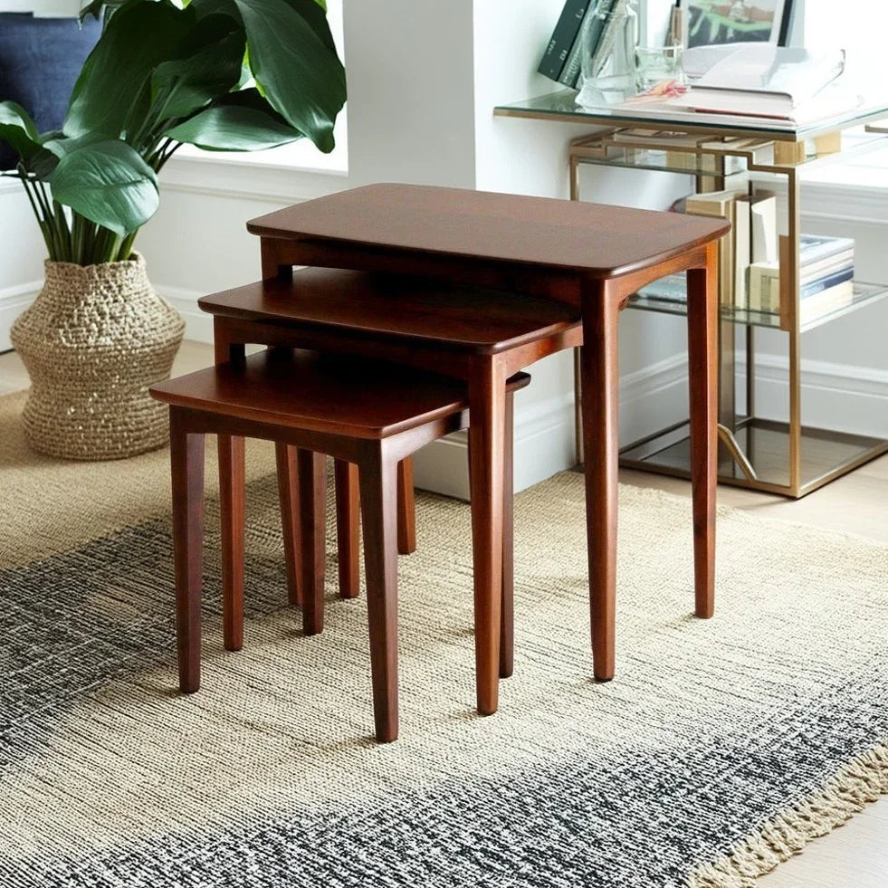 طقم ترابيزات جانبية خشب كونتر وموسكي، 3 قطع