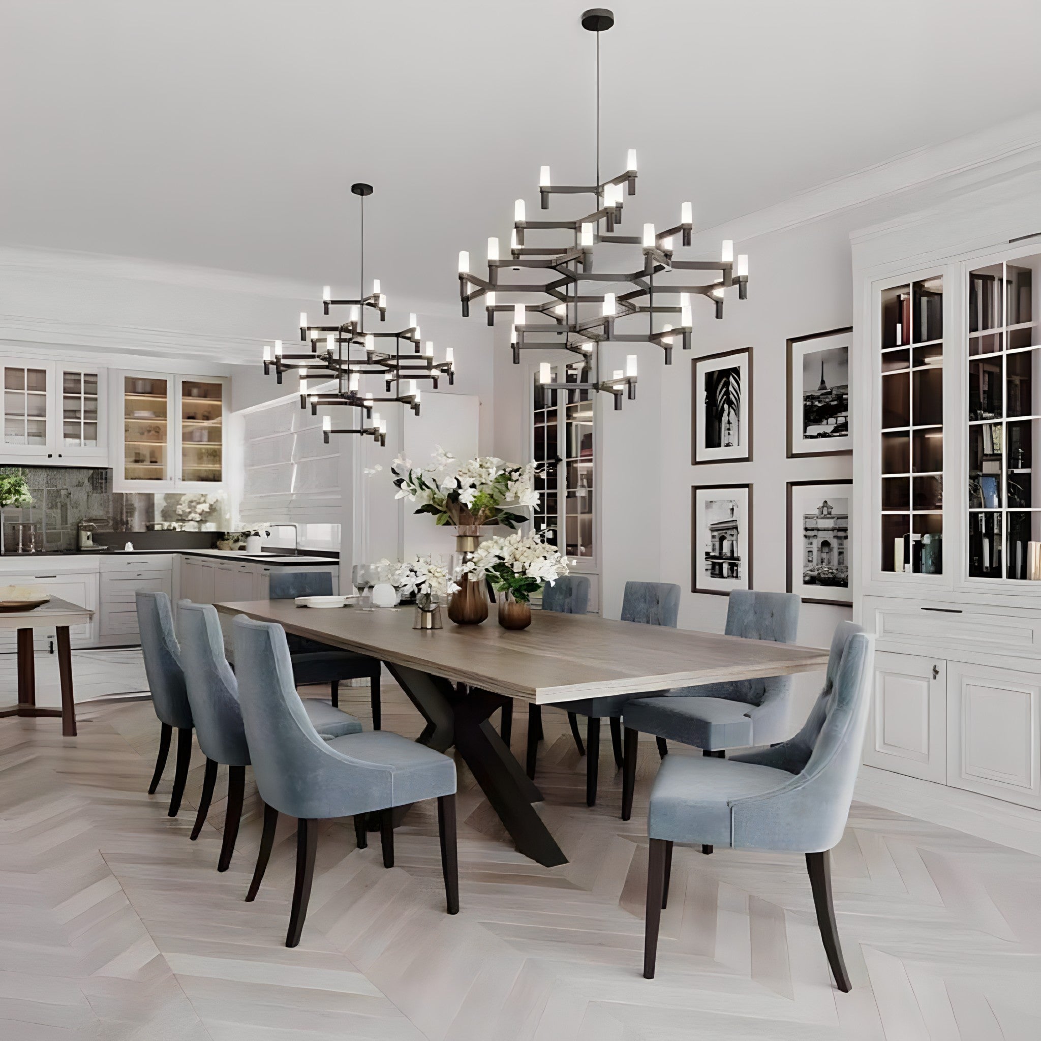 سفرة خشب كونتر، 180*90*75 سم - 9 قطع