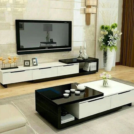 طقم ترابيزة تليفزيون مع ترابيزة قهوة، قطعتين