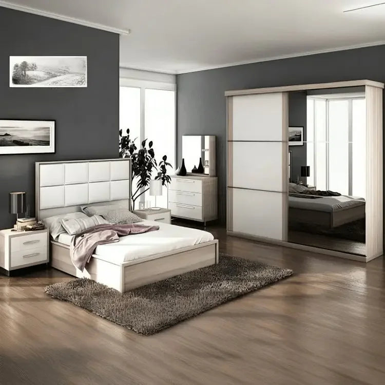 غرفة نوم كاملة، خشب ام دي اف - 4 قطع