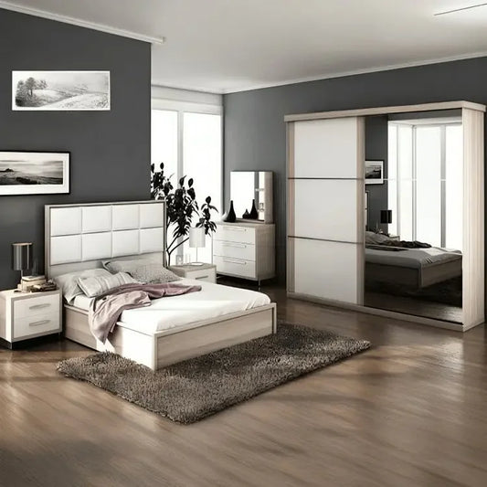 غرفة نوم كاملة، خشب ام دي اف - 4 قطع