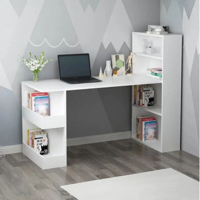 مكتب ام دي اف مع وحدة أرفف جانبية، 160*100*150 سم