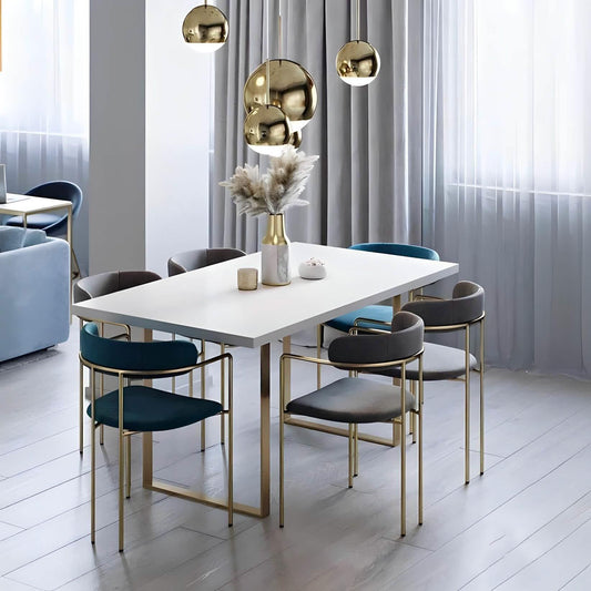 طقم سفرة ستيل وخشب ام دي اف، 7 قطع