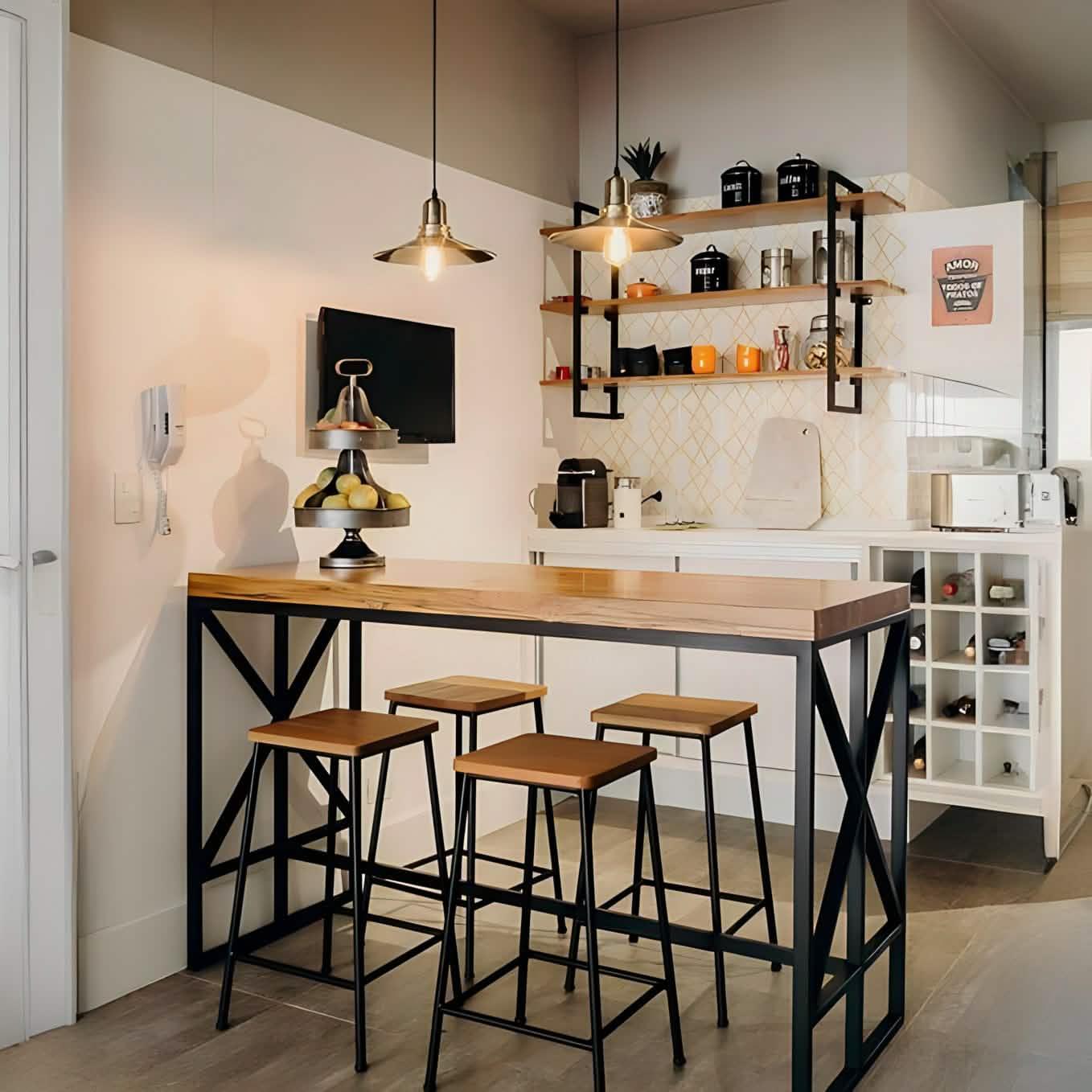 سفرة معدن و ام دي اف مع 4 كراسي - RON317 Royal Iron