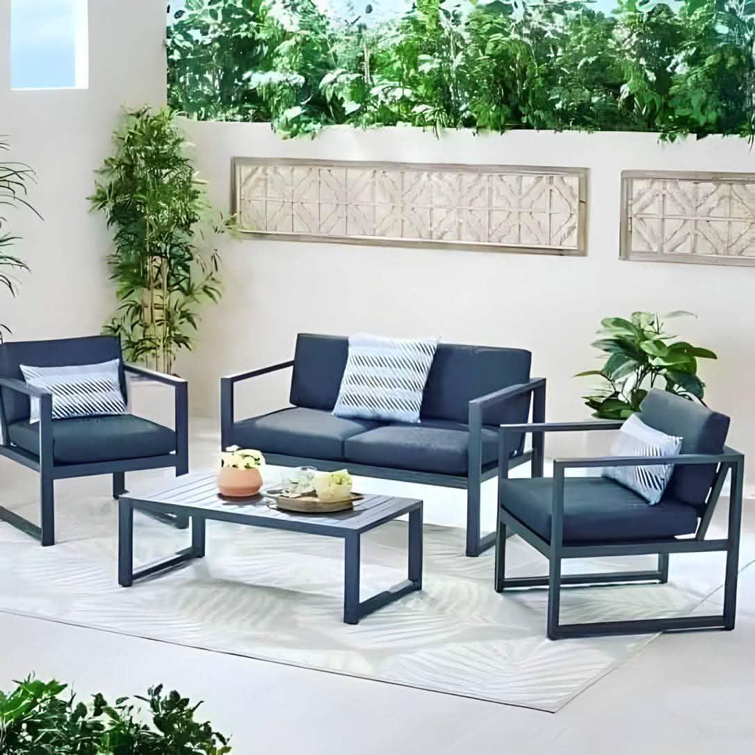 طقم خارجي معدن و قماش، 4 قطع