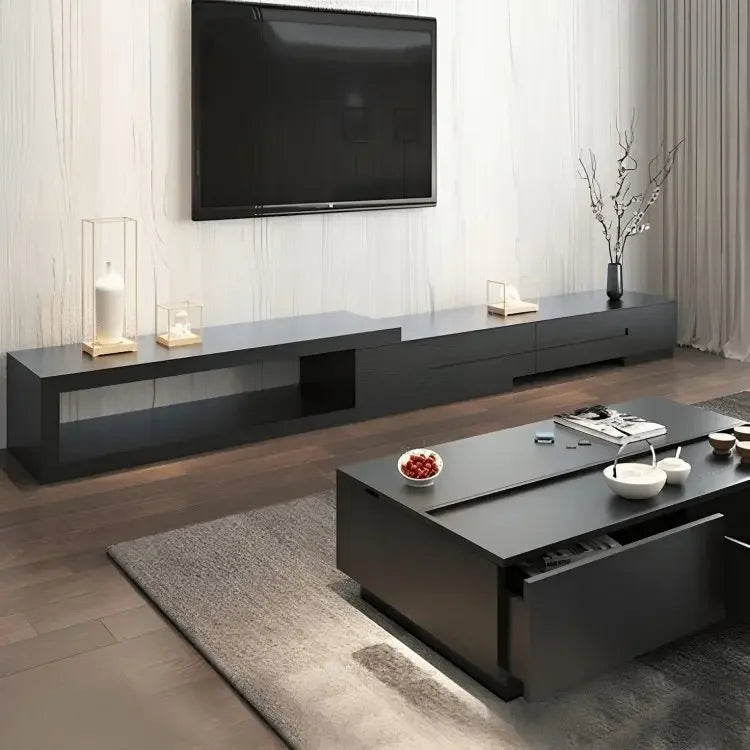 طقم ترابيزة تليفزيون مع ترابيزة قهوة، خشب ام دي اف - قطعتين