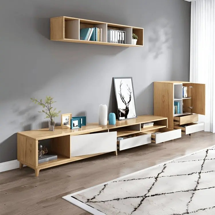 طقم ترابيزة تليفزيون وخزينة جانبية وعلوية، ام دي اف- 3 قطع