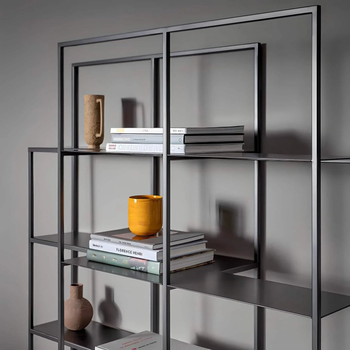 وحدة أرفف ستيل و زجاج، 200*30*200 سم