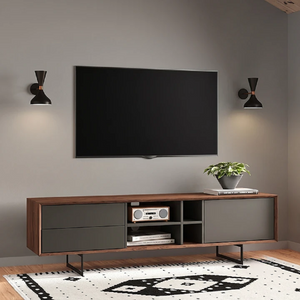 ترابيزة تليفزيون خشب ام دي اف أسباني وستيل، 180*30*55 سم