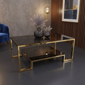 ترابيزة قهوة بسطح زجاجي، 120*60*45 سم