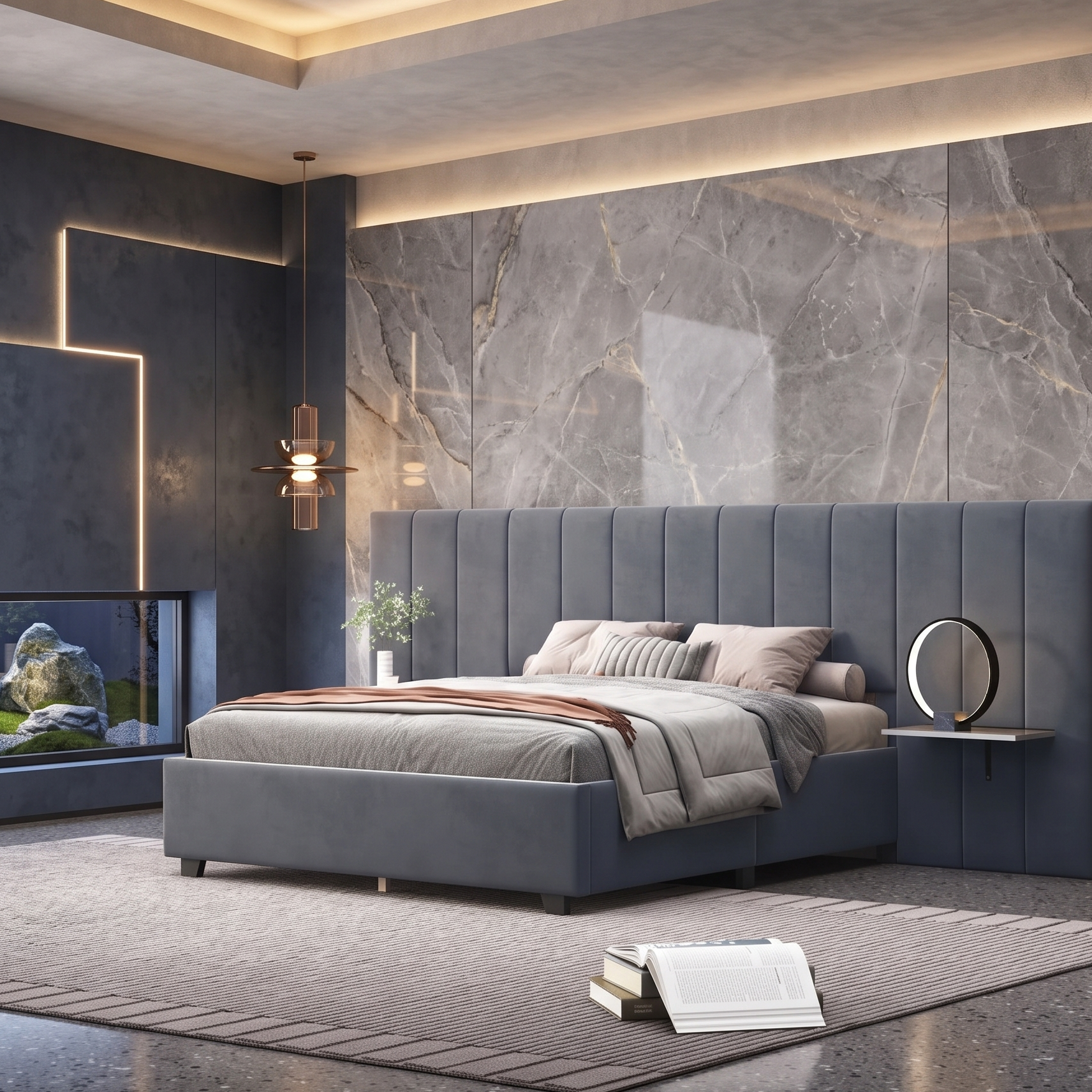 سرير سوبر كينج خشب كونتر وزان، 183*205*120 سم