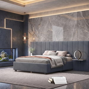 سرير سوبر كينج خشب كونتر وزان، 183*205*120 سم