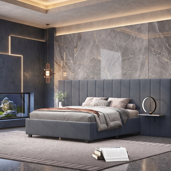 سرير سوبر كينج خشب كونتر وزان، 183*205*120 سم