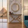 كونسول ستيل بسطح زجاج، 120*40*90 سم