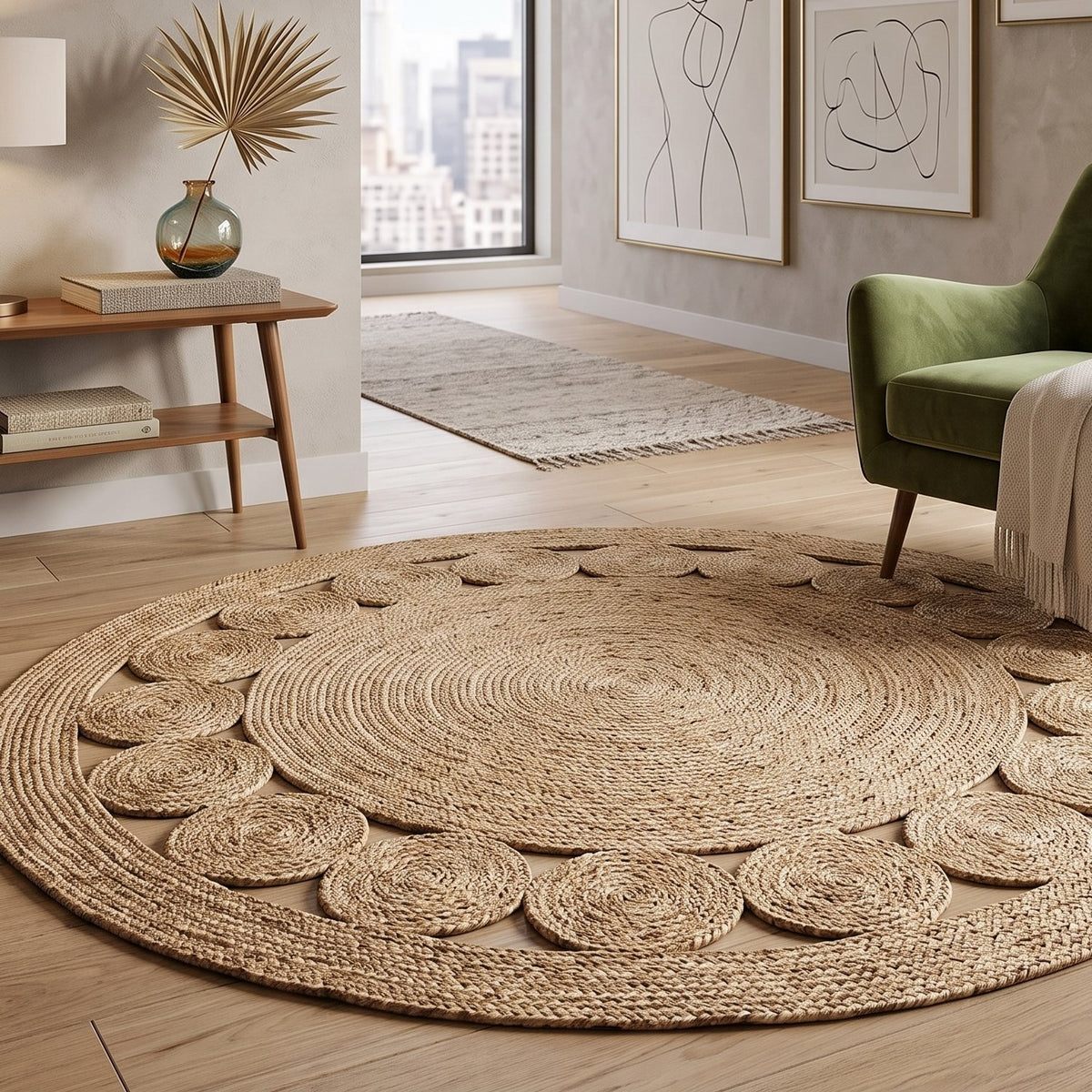 Natural wood and cotton wall macrame, 100*60 cm