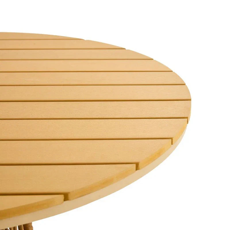 طقم سفرة خارجي ستيل و راتان، 5 قطع