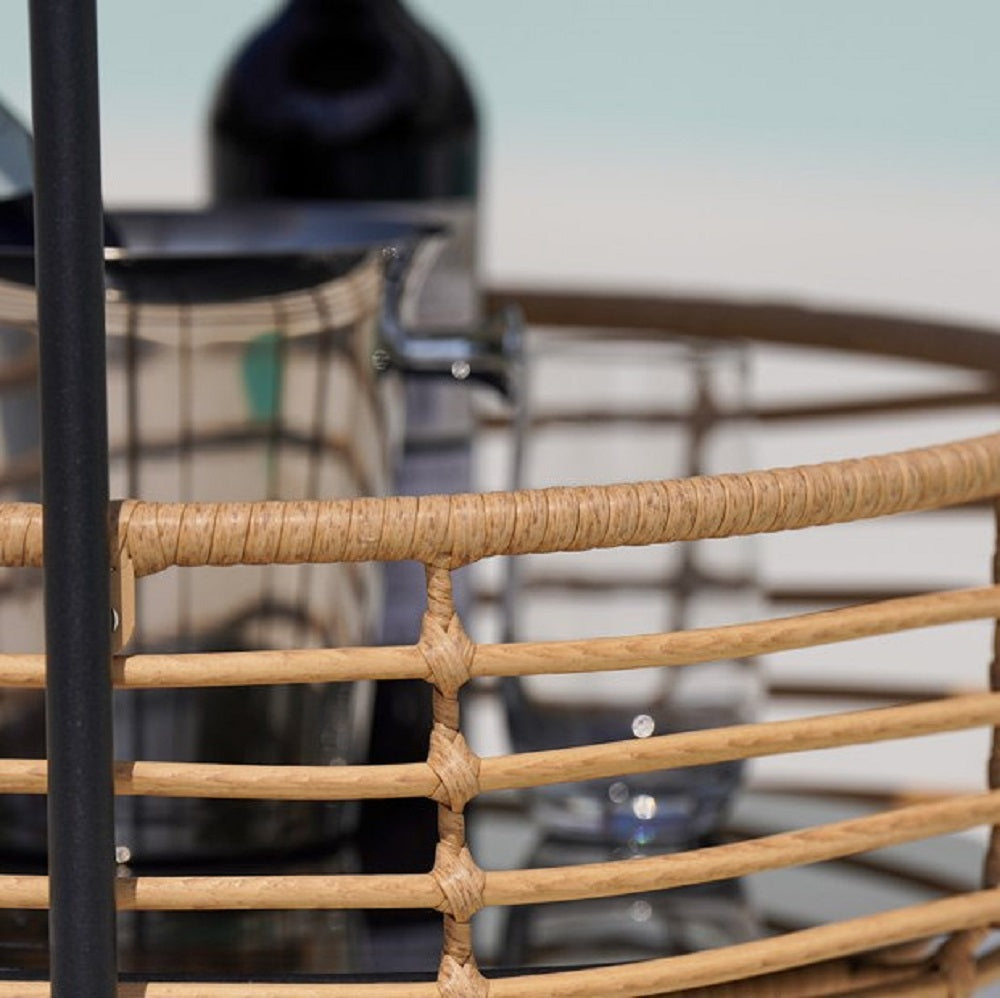 ترابيزة خارجية ستيل و راتان، 50*50*80 سم