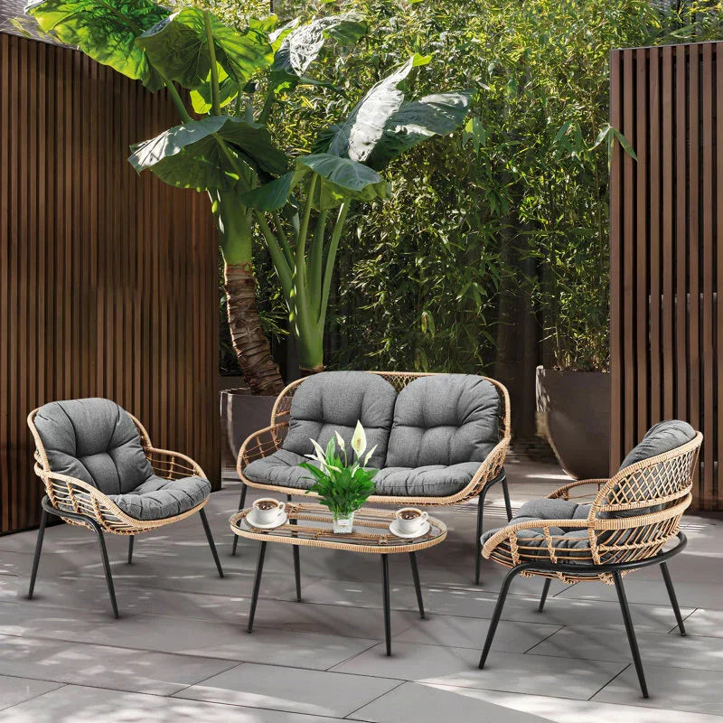 طقم خارجي ستيل و راتان، 4 قطع