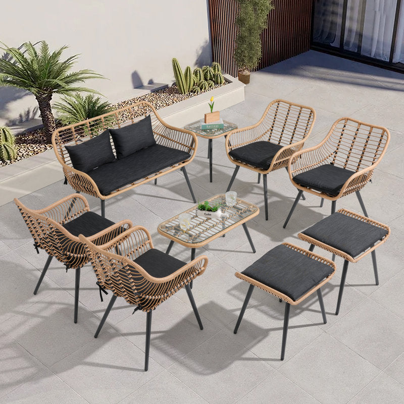 طقم خارجي ستيل و راتان، 9 قطع