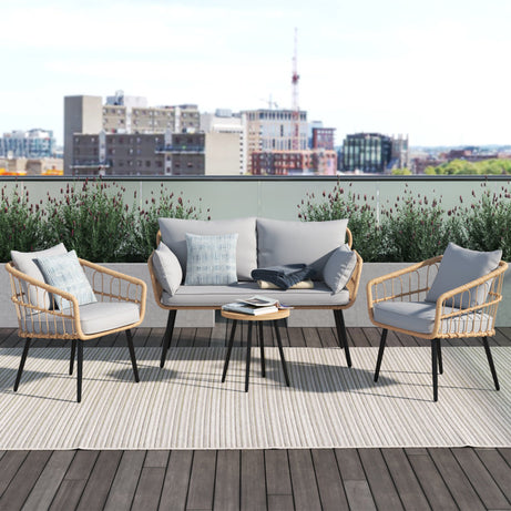 طقم خارجي ستيل و راتان، 4 قطع