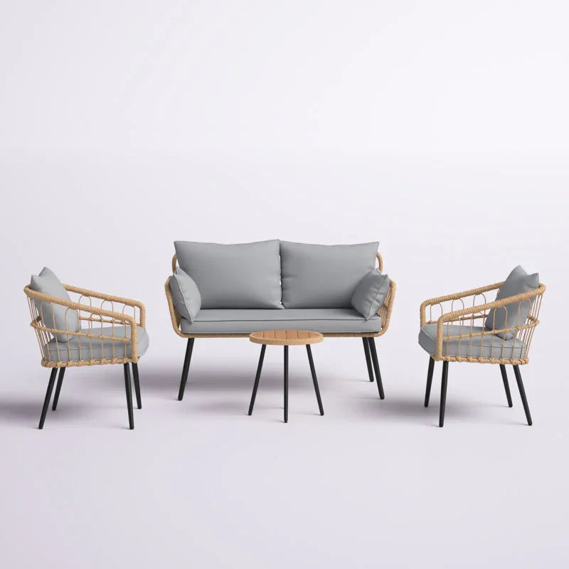 طقم خارجي ستيل و راتان، 4 قطع