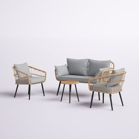 طقم خارجي ستيل و راتان، 4 قطع