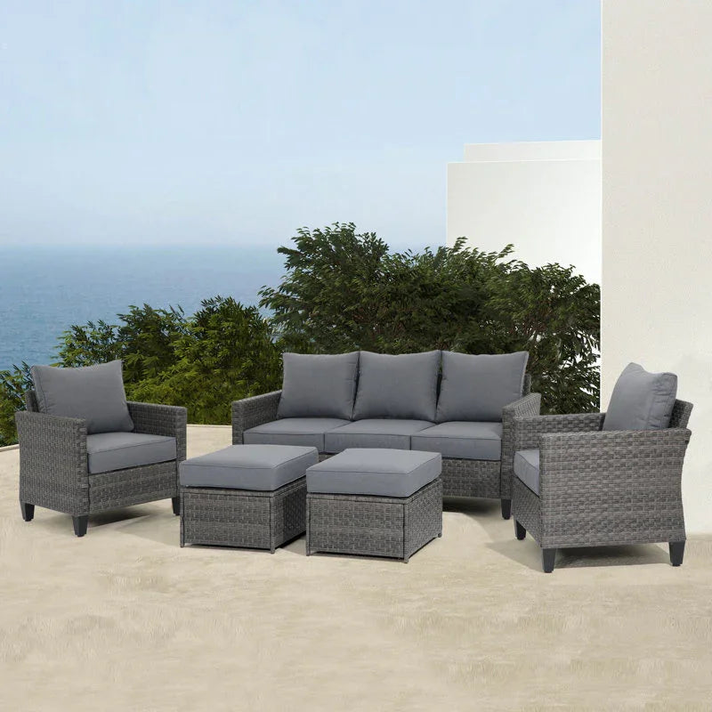 طقم خارجي ستيل و راتان، 5 قطع