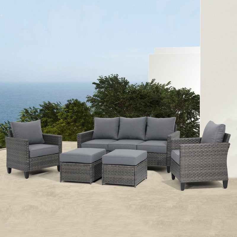 طقم خارجي ستيل و راتان، 5 قطع