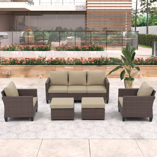 طقم خارجي ستيل و راتان، 5 قطع