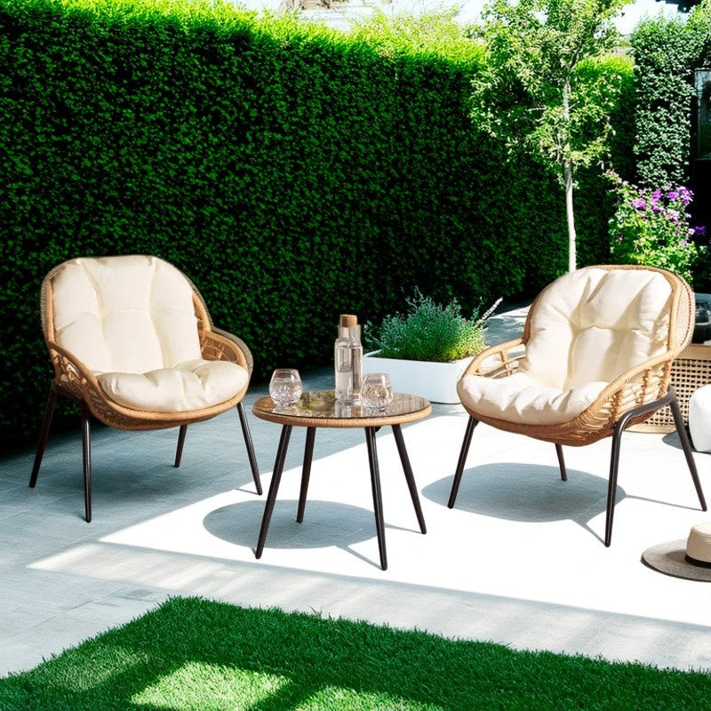 طقم خارجي ستيل و راتان، 3 قطع