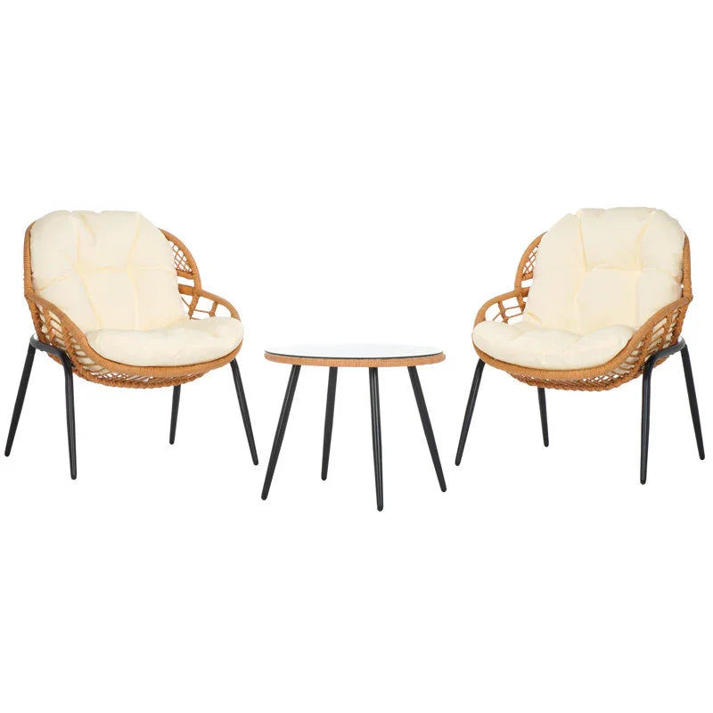 طقم خارجي ستيل و راتان، 3 قطع