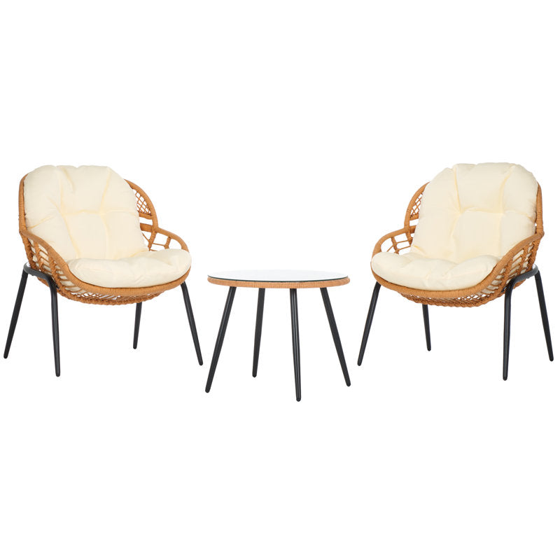 طقم خارجي ستيل و راتان، 3 قطع