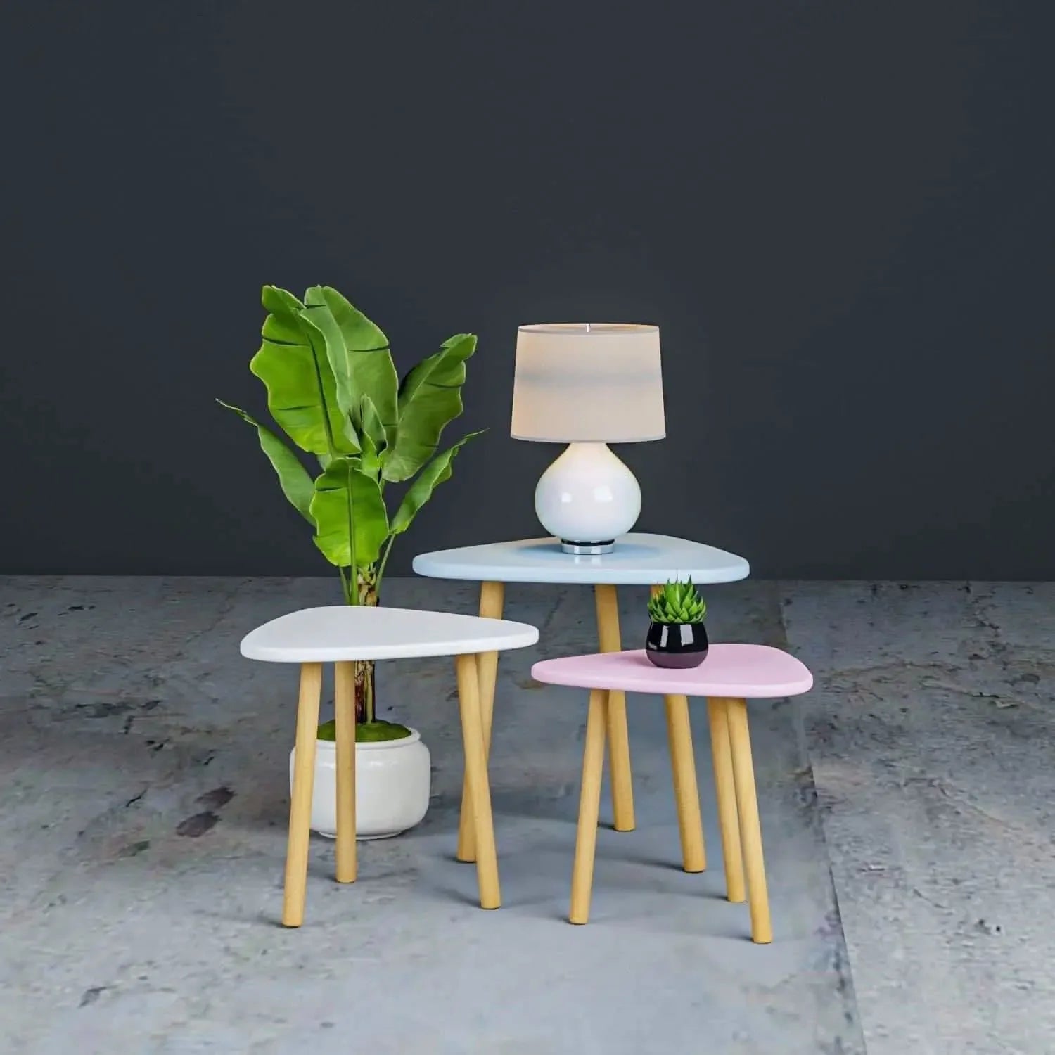 طقم ترابيزات جانبية خشب ام دي اف، 3 قطع