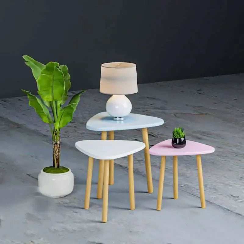 طقم ترابيزات جانبية خشب ام دي اف، 3 قطع