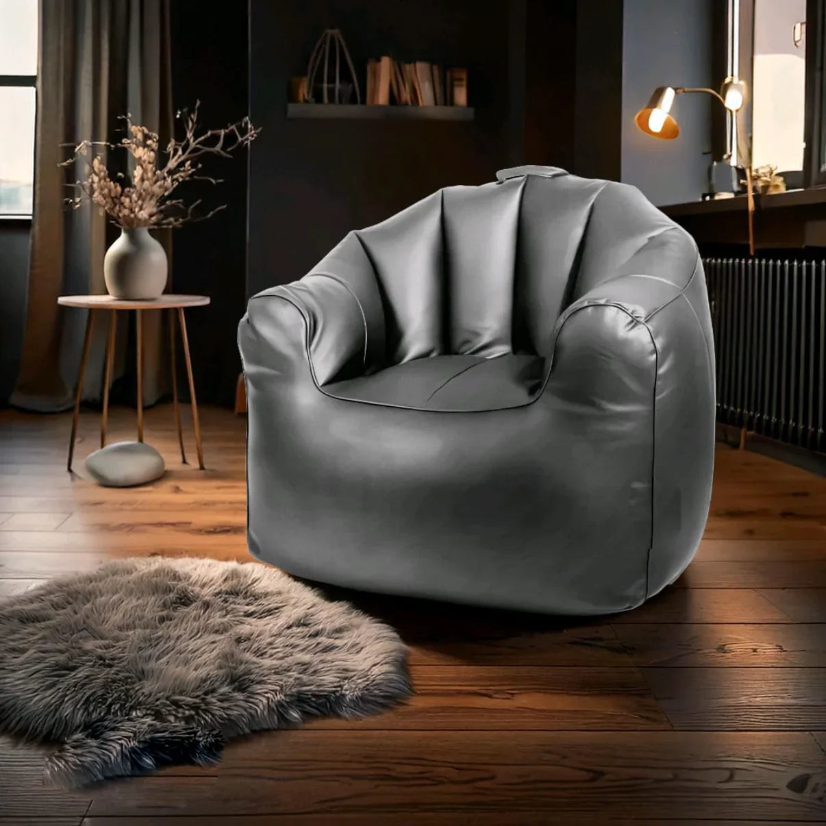 بين باج جلد، 85*70*78 سم - رمادي