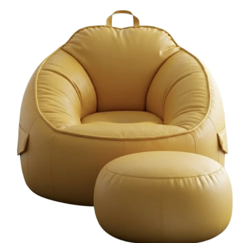 طقم بين باج مع بف جلد، قطعتين - أصفر